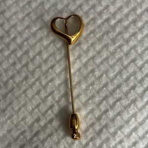 Vintage Solid 14K Yellow Gold Heart Stick Pin | Estate Fine Jewelry